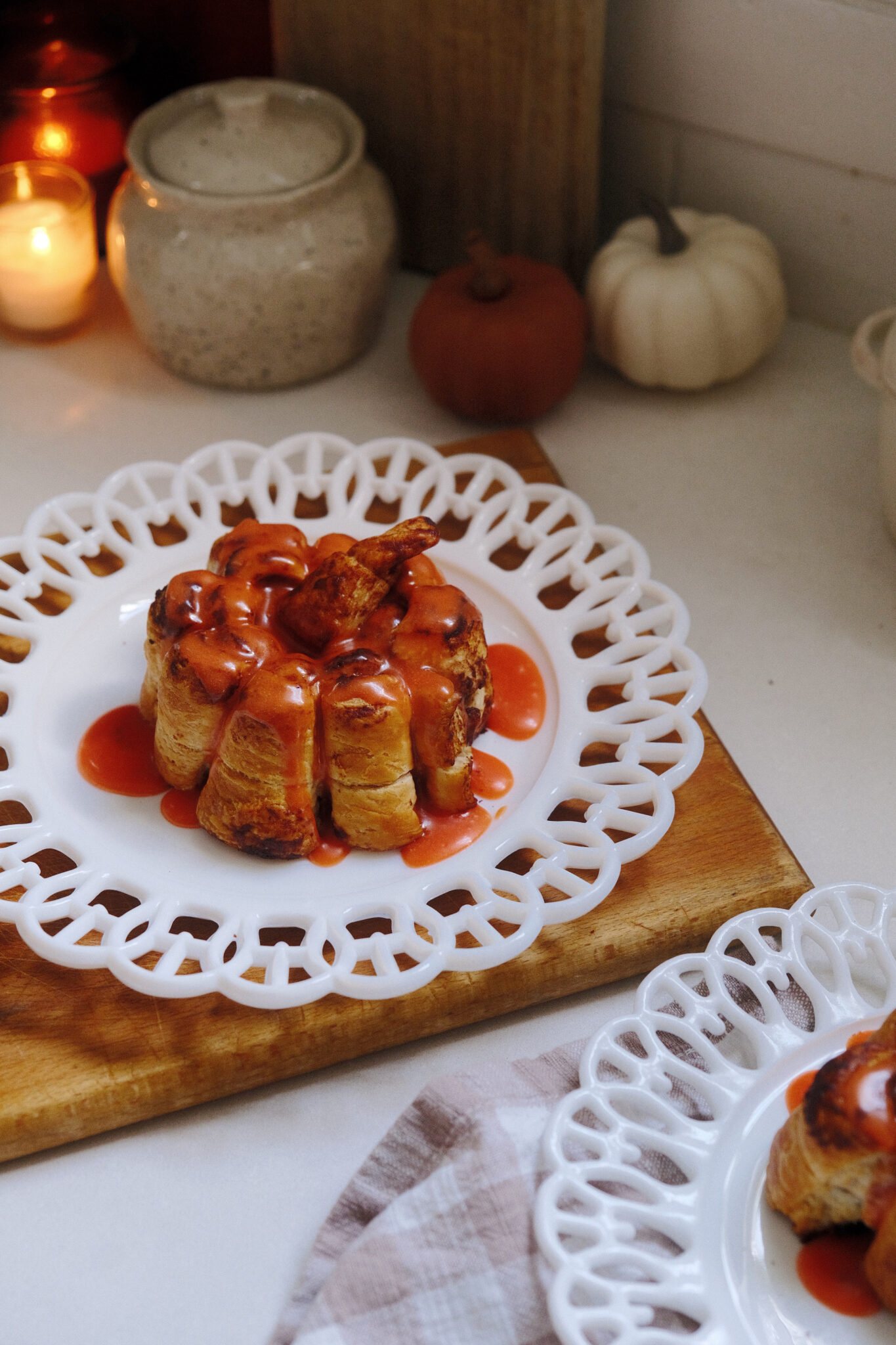 Pumpkin Shaped Cinnamon Roll