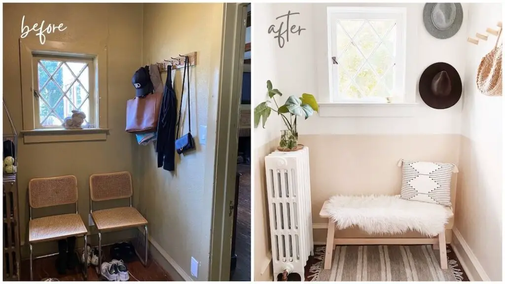 bright boho entrway makeover before and after