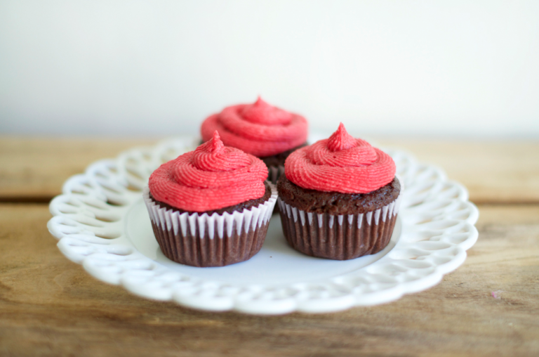 Emily’s Dark Chocolate Cupcakes with Raspberry Buttercream